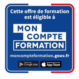 Logo officiel cpf : "Cette offre de formation est éligible à Mon compte formation"